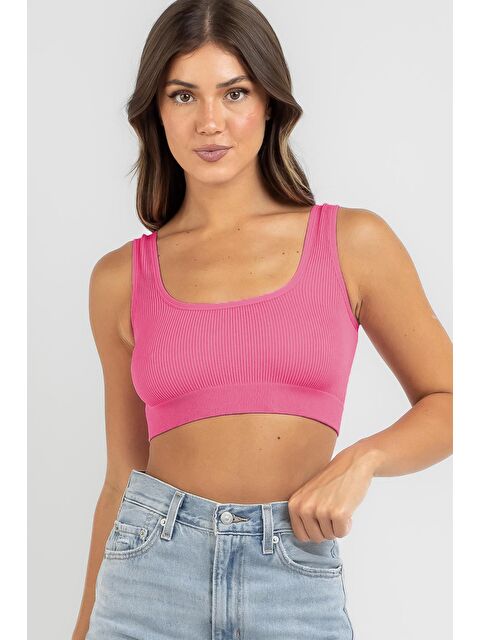 Madmext Pembe Askılı Basic Crop Top Bluz Mg1757 - S000030931-20024