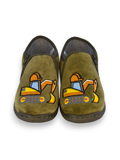 First Step Kepçe Nakışlı Yeşil Erkek Çocuk Fermuarlı Panduf-F-735 - S000104474-18194