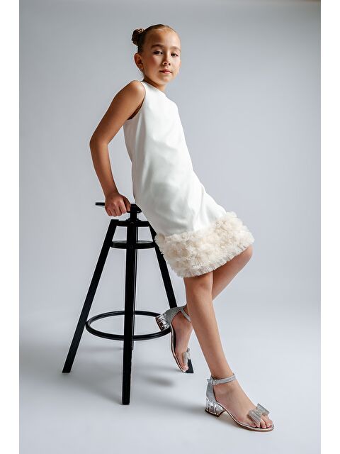 Mnpc Kız Çocuk Gümüş Şeffaf Taşllı Tasarım Abiye Ayakkabı - S000366117-18105