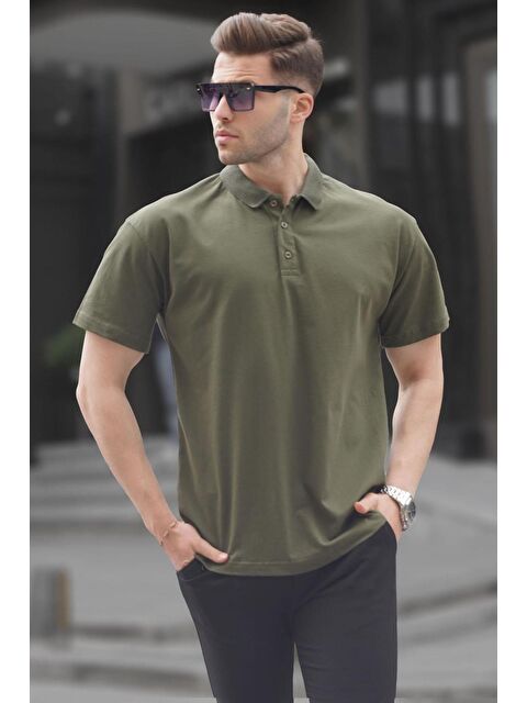 Madmext Haki Yeşili Polo Yaka Basic Erkek Tişört 6126 - S000014724-18547
