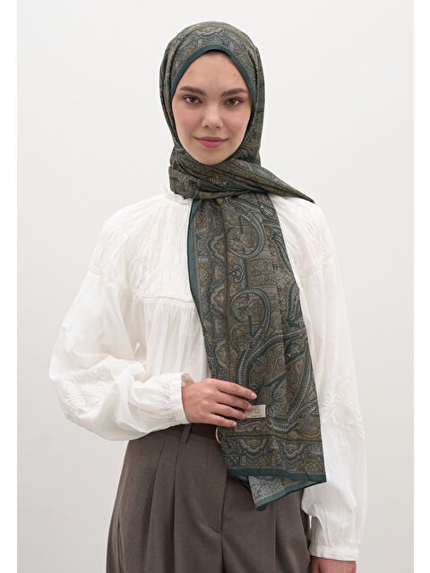 Fresh Scarfs Slyvıe Desen Şal Koyu Yeşil