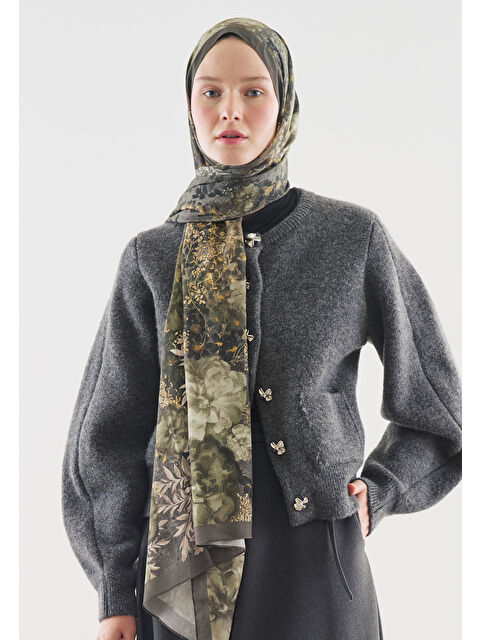 Fresh Scarfs Füme Soft Hıbıscus Desenli Pamuk Viskon Şal