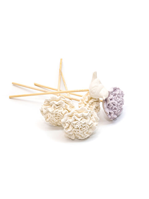 Missi Dekoratif Bambu Çubuklu Koku Yayan Büyük Çiçekler-Ekru Set - S000080516-19965