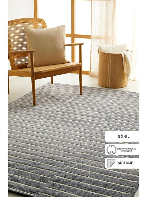 Ocean Home Textile Çizgi Desenli Şönil Halı Kilim 120x180 cm - S000132488-20600
