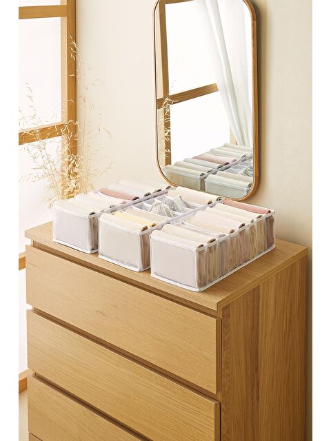 Ocean Home Textile 3'lü 8 Bölmeli Beyaz Renk File Çekmece İçi Düzenleyici Set - S000092000-20063