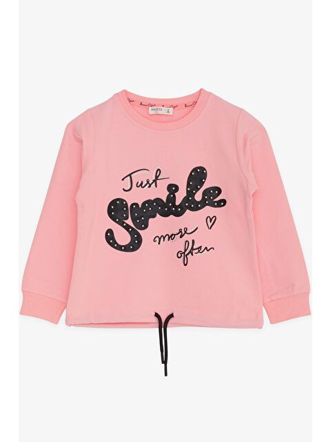 Breeze Kız Çocuk Sweatshirt İncili Taşlı Beli Bağcıklı Pudra (6-10 Yaş) - S000022609-23490