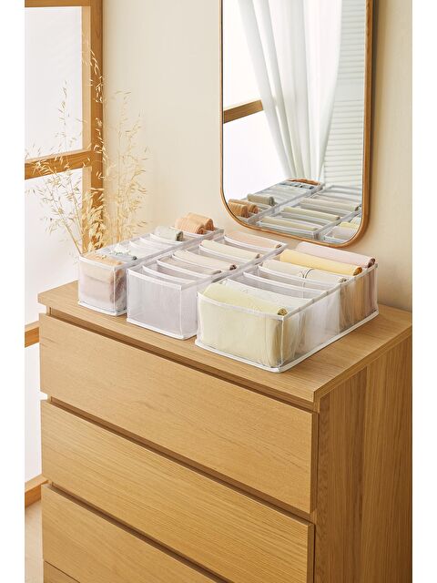 Ocean Home Textile 3'lü Bölmeli Beyaz Renk File Çekmece İçi Düzenleyici Set - S000092002-20063