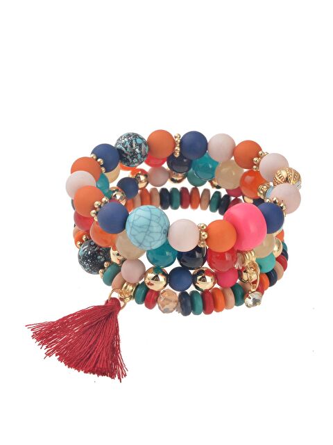 Pelin Aksesuar Renkli Püsküllü Boncuklu Bileklik - S000052666-23173
