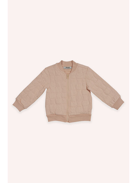 Panço Kız Bebek Kedi Kapitoneli Fermuarlı Somon Sweatshirt - S000297698-24085