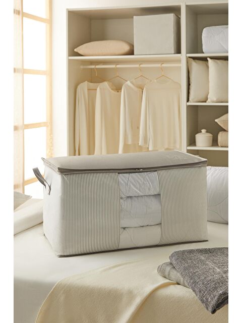 Ocean Home Textile Mega Boy Pvc Pencereli Gri Çizgili Stuff & Things Hurç 75 x 40 x 40 cm - S000091415-20600