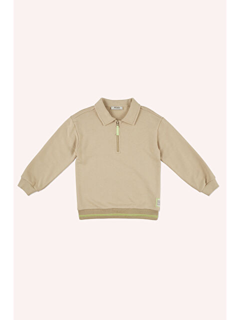 Panço Erkek Çocuk Yakalı Bej Sweatshirt - S000319390-19928