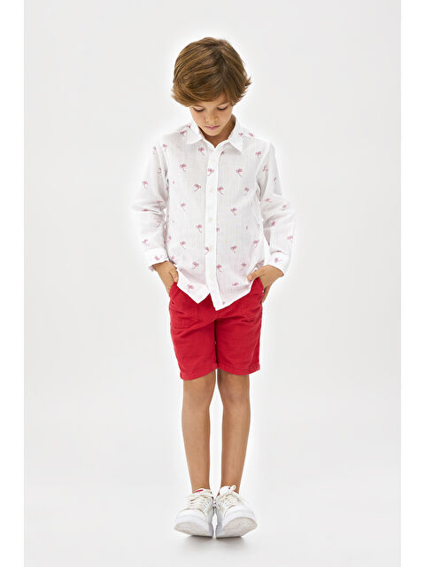 Panço Erkek Çocuk Palmiye Desenli Gömlek - S000259258-20063