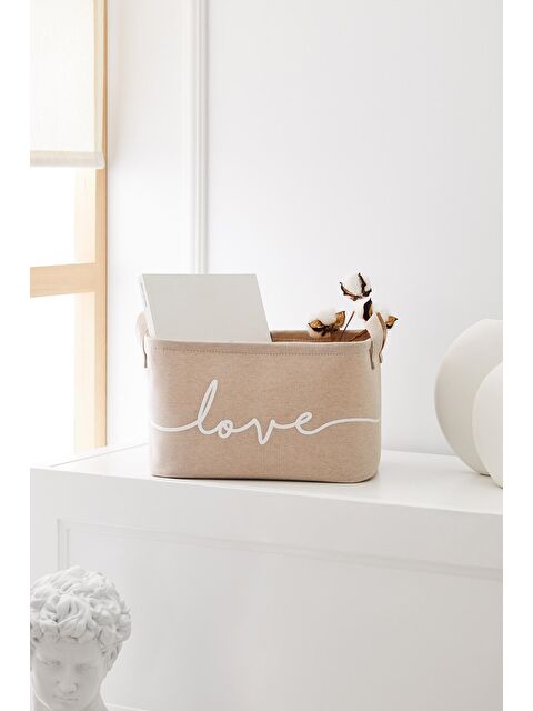 Ocean Home Textile Bej Renk Love Sepet 30 x 21 x 18 cm - S000091551-19928