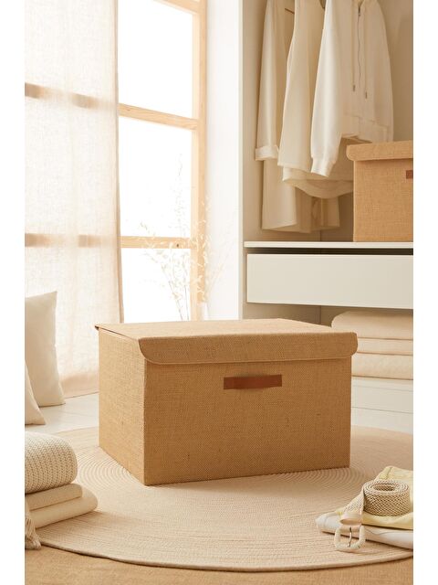 Ocean Home Textile Jüt Kapaklı Kutu 48 x 40 x 30 cm - S000091802-19928