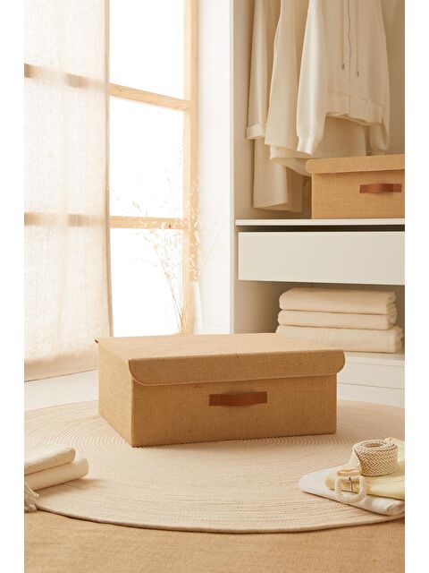 Ocean Home Textile Jüt Kapaklı Kutu 48 x 40 x 19 cm - S000091790-19928