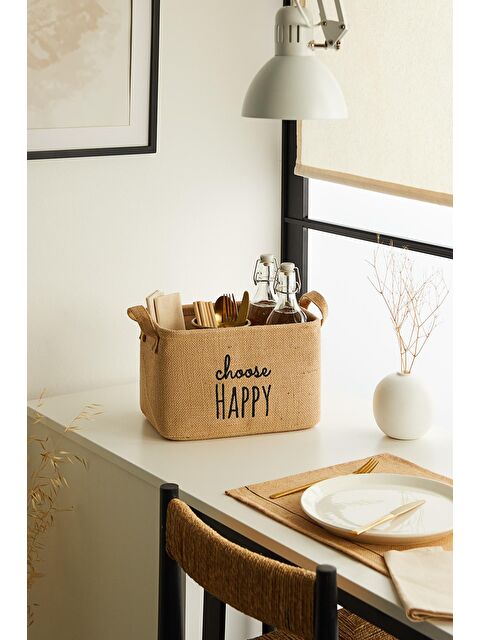 Ocean Home Textile Choose Happy Jüt Sepet 30 x 21 x 18 cm - S000091798-19928