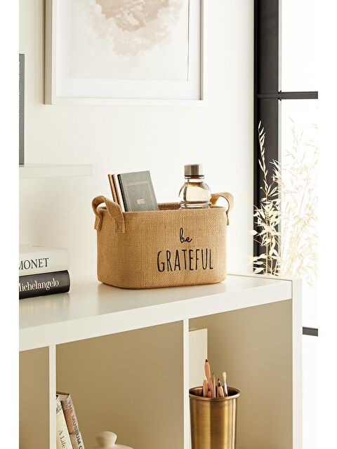 Ocean Home Textile Be Grateful Jüt Sepet 24 x 17 x 14 cm - S000091791-19928
