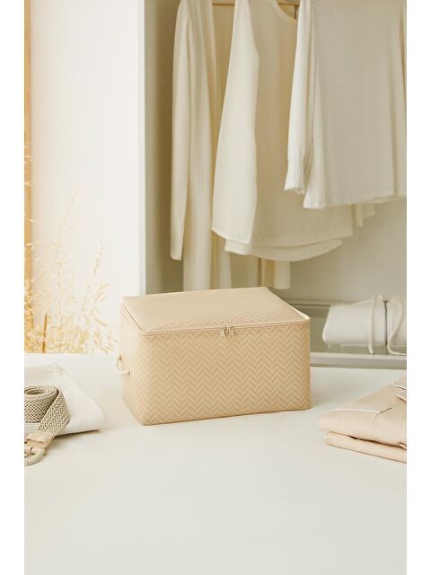 Ocean Home Textile Küçük Boy Bej Balıksırtı Hurç 30 x 22 x 18 cm - S000091324-19928