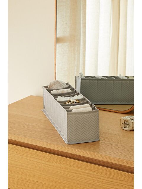 Ocean Home Textile 10 Bölmeli Gri Balıksırtı Çekmece Düzenleyici 11 x 41,5 x 12 cm - S000110565-20600