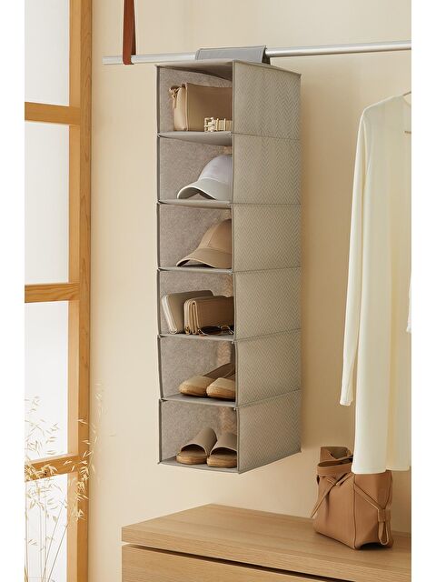Ocean Home Textile 6 Katlı Gri Balıksırtı Dolap İçi Düzenleyici 21 x 30 x 95 cm - S000102796-20600