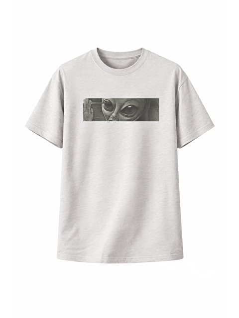 Jane's Unisex Bisiklet Yaka Baskılı Oversize T-Shirt - Beyaz - S000528687-20063