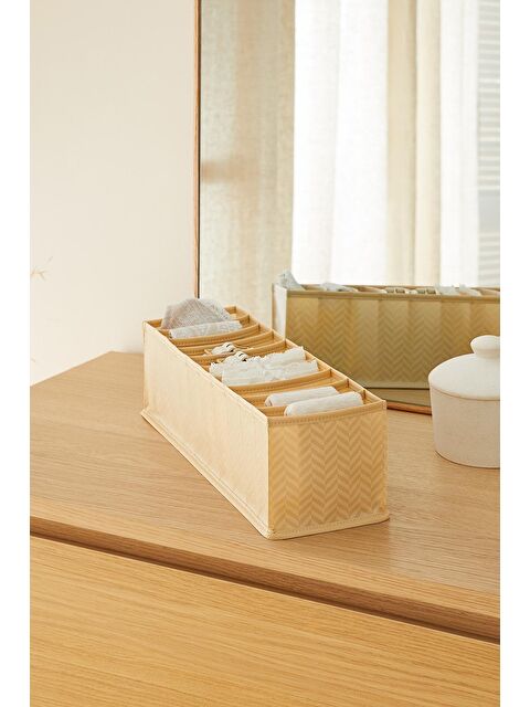 Ocean Home Textile 10 Bölmeli Bej Balıksırtı Çekmece Düzenleyici 11 x 41,5 x 12 cm - S000106986-19928