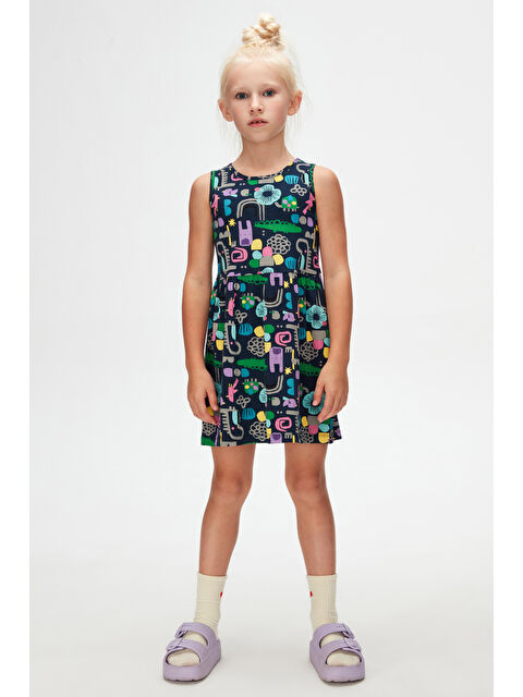Lovetti Kız Çocuk Cutouts Animal  Desen Kolsuz Elbise - S000053642-23173