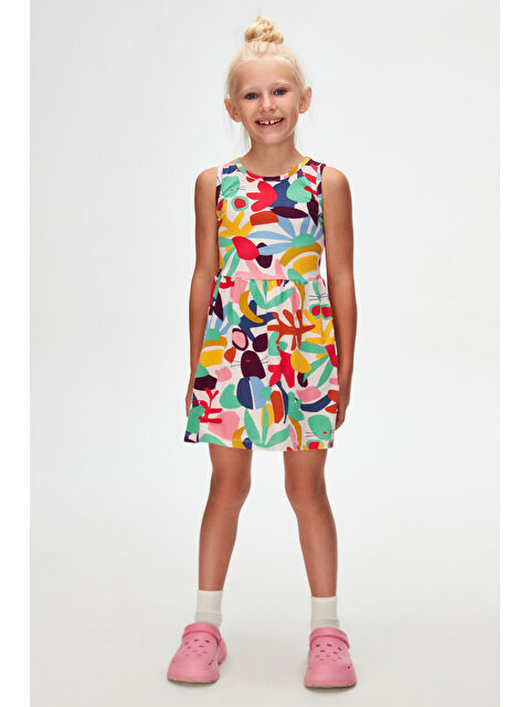 Lovetti Kız Çocuk Cutouts Foliage Desen Kolsuz Elbise - S000053639-23173