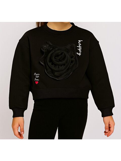 Little Star Kız Çocuk Çiçek Akseuarlı Sweatshirt - S000315800-19351