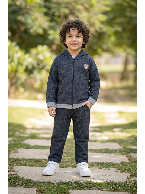 Luess Erkek Çocuk Jean Görünüm 3 iplik   Hamster Nakışlı Alt Üst Takım  3 4 Yaş 8 9 Yaş - S000304197-21164