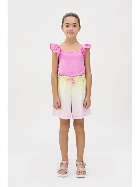 Panço Kız Çocuk Kolları Dantel Detaylı Pembe Atlet - S000245722-20024