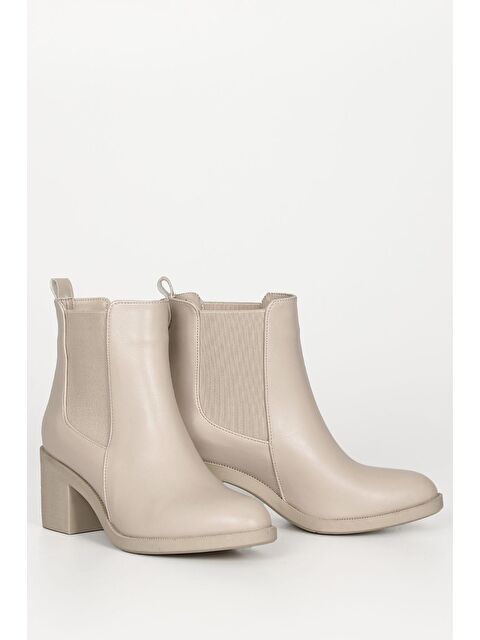 GÖNDERİ(R) BEJ  Yuvarlak Burun Topuklu Kadın Günlük Bot 35763 - S000080200-19928