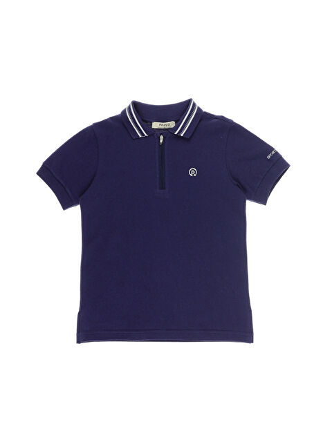 Panço Erkek Çocuk Çizgili Kısa Kollu Lacivert Polo Yaka Tişört - S000265093-21164