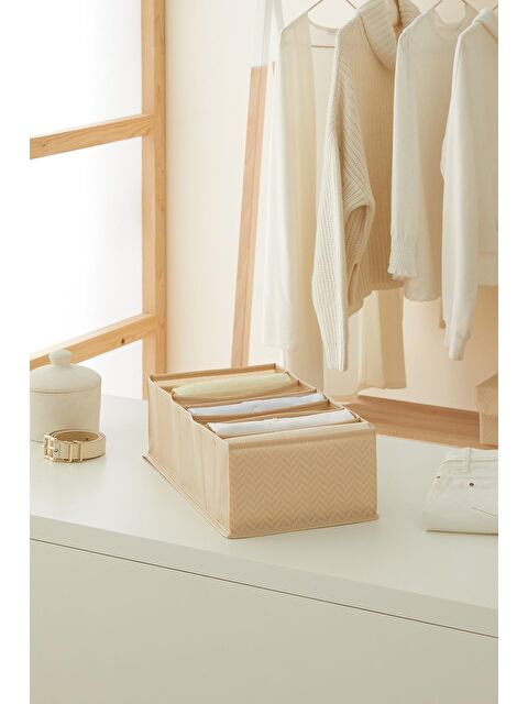 Ocean Home Textile 7 Bölmeli Bej Balıksırtı Çekmece Düzenleyici 22 x 41,5 x 12 cm - S000106254-19928