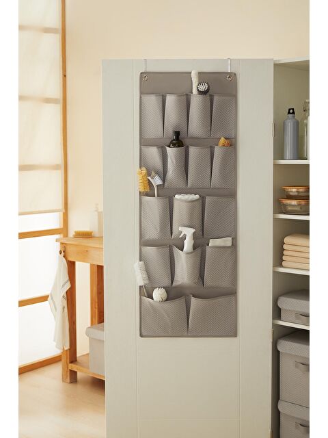 Ocean Home Textile 16 Gözlü Gri Balıksırtı Kapı Arkası Düzenleyici 45 x 125 cm - S000106256-20600