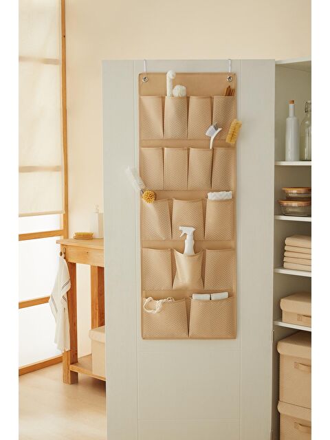 Ocean Home Textile 16 Gözlü Bej Balıksırtı Kapı Arkası Düzenleyici 45 x 125 cm - S000091982-19928