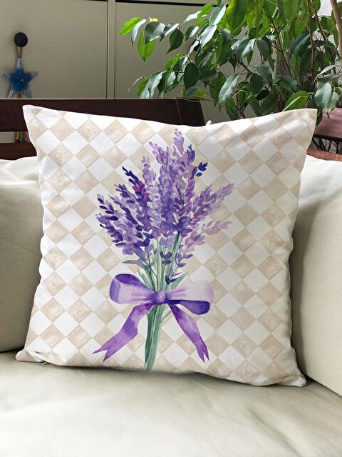 Evmila Kadife Doku Çift Taraf Baskılı Bahar Desenleri 43x43 cm Tekli Kırlent Kılıfı - S000013169-19966