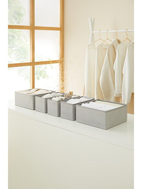 Ocean Home Textile 6'lı Gri Balıksırtı Çekmece İçi Düzenleyici Kutu Set - S000091968-20600
