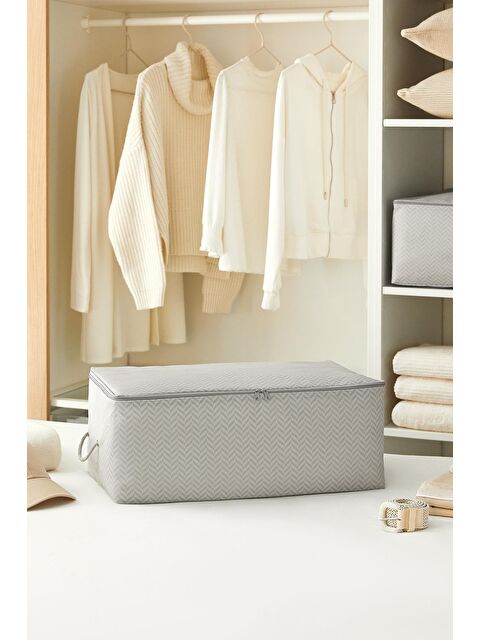 Ocean Home Textile Orta Boy Gri Balıksırtı Hurç 52 x 28 x 21 cm - S000091364-20600