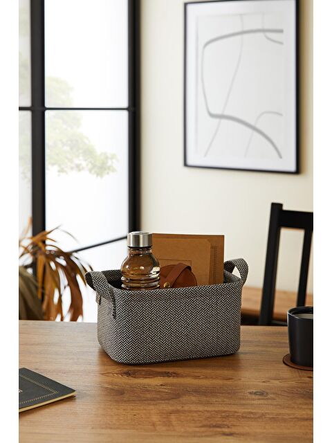 Ocean Home Textile Antrasit Renk Dokulu Kumaş Sepet 24 x 17 x 12 cm - S000091456-29666