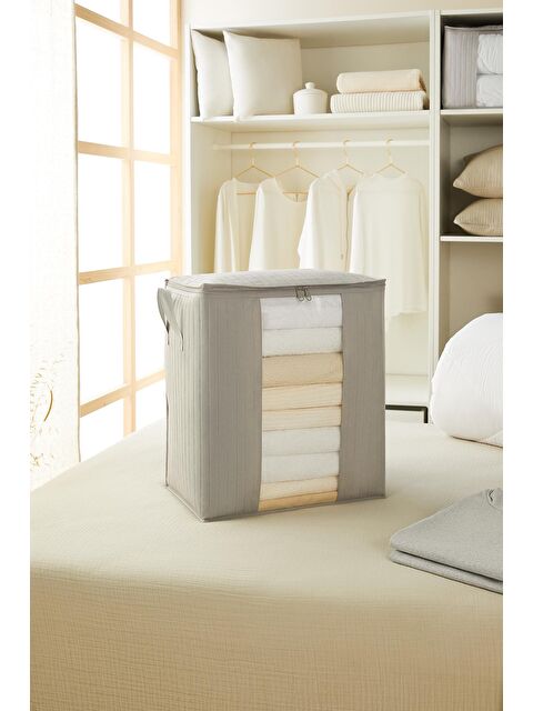 Ocean Home Textile Pvc Pencereli Gri Renk Kapitone Hurç 45 x 30 x 50 cm - S000091945-20600