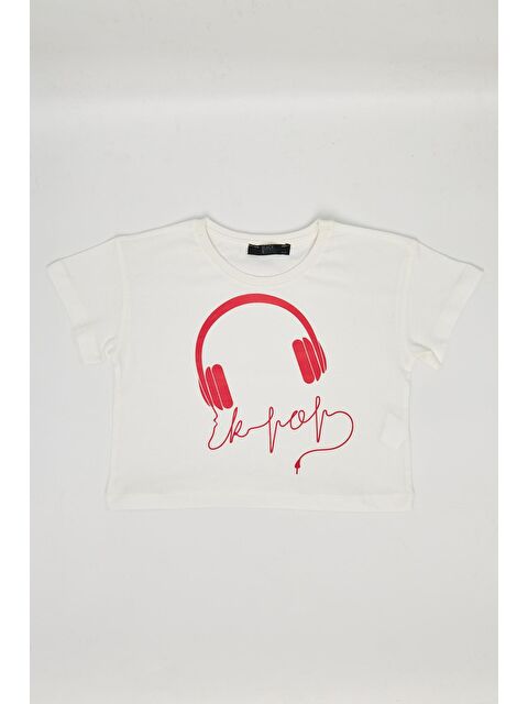 Chandraswear Kız Çocuk Crop Tshirt Beyaz - Aleyna - S000216107-20063