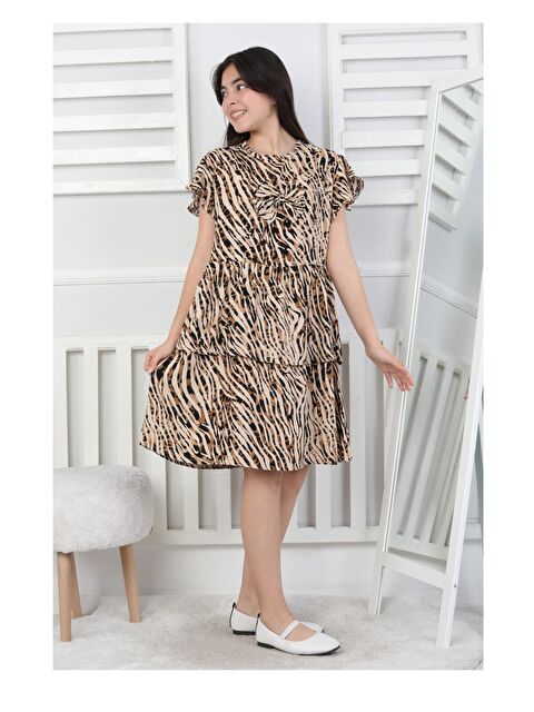 My Kids Wear Desenli Kız Çocuk Fiyonklu Elbise - S000403643-19928