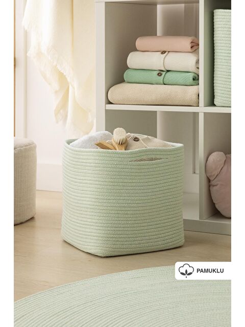 Ocean Home Textile Mint Kırçıllı Pamuklu Sepet 30 x 30 x 30 cm - S000091475-20054