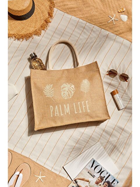 Ocean Home Textile Palm Life Jüt Çanta 42 x 12 x 35 cm - S000090887-19928