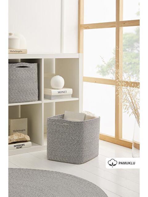 Ocean Home Textile Gri Kırçıllı Pamuklu Sepet 30 x 30 x 30 cm - S000091946-20600