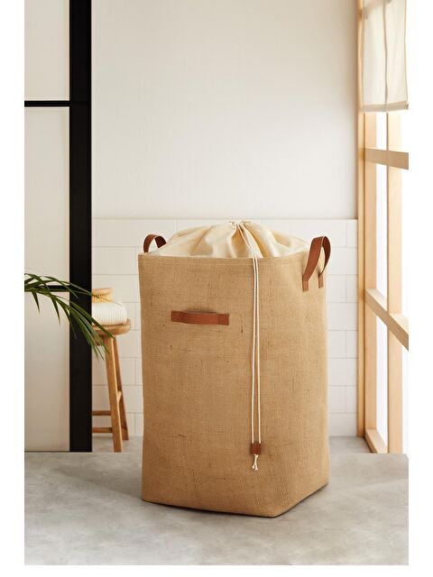 Ocean Home Textile Ağzı Büzgülü Jüt Çamaşır Sepeti 36 x 36 x 57 cm - S000091545-19928