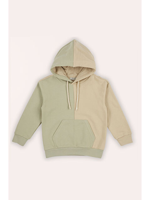 Panço Erkek Çocuk Kontrast Parçalı Kapüşonlu Sweatshirt - S000297661-19928