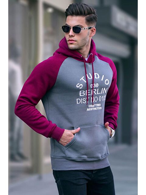Madmext Füme Nakışlı Kapüşonlu Erkek Hoodie 6011 - S000049531-33408