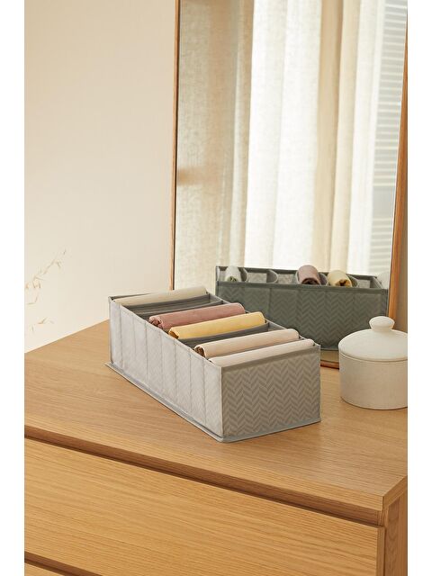 Ocean Home Textile 8 Bölmeli Gri Balıksırtı Çekmece Düzenleyici 17 x 41,5 x 12 cm - S000148943-19928